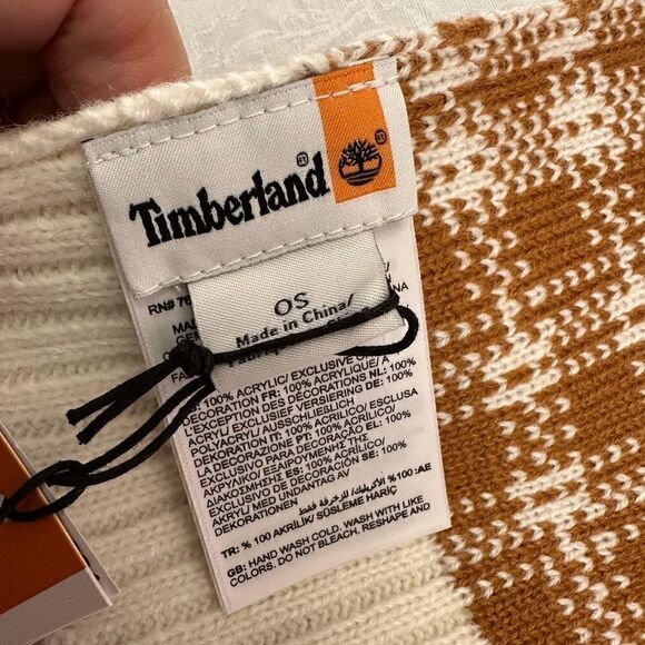 Timberland ‘Buffalo’ Plaid Scarf Tan Cream - Picture 13 of 13